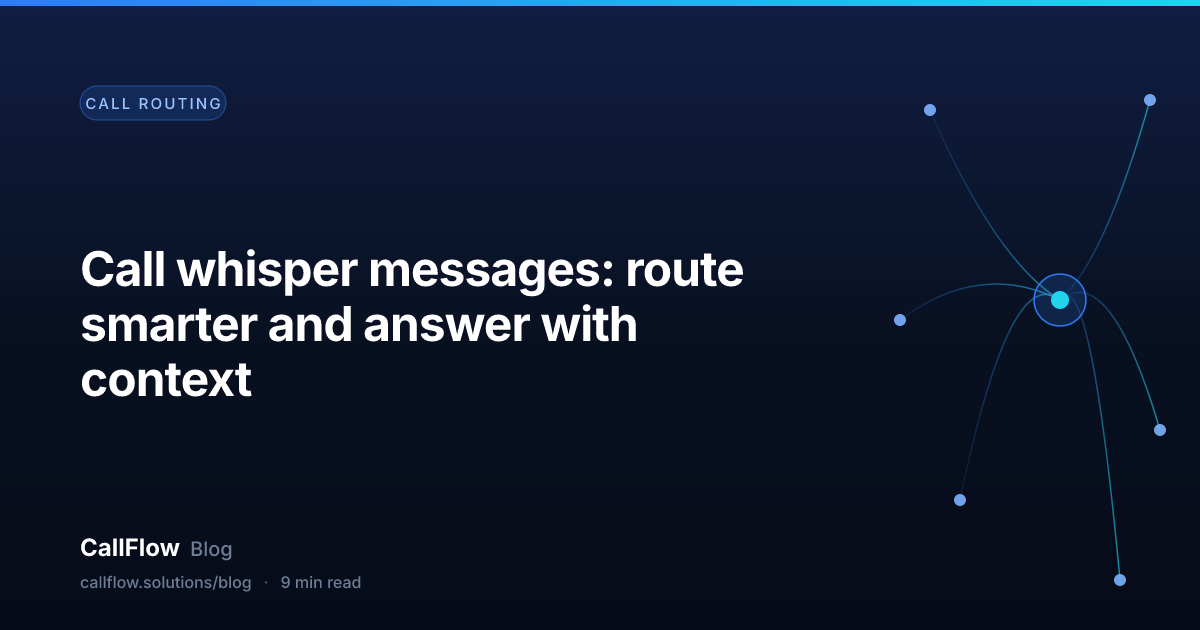 Call whisper messages: route smarter and answer with context – Call Routing article from the CallFlow blog