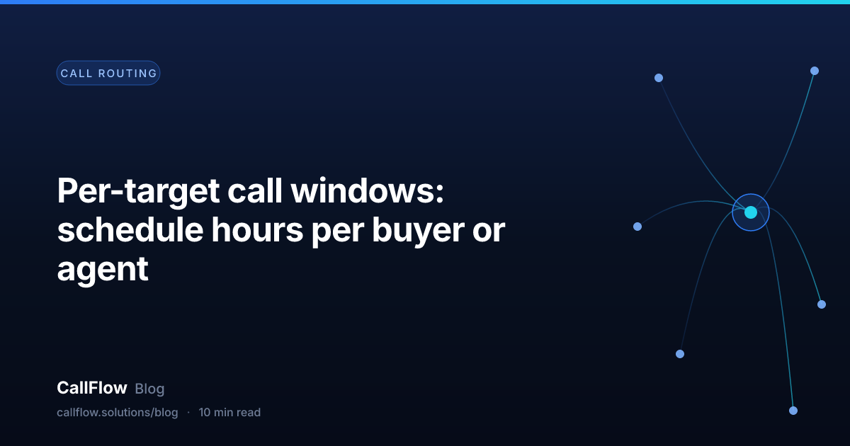 Per-target call windows: schedule hours per buyer or agent – Call Routing article from the CallFlow blog